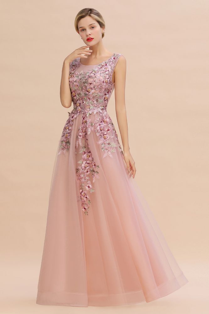 The gorgeous Sleeveless Aline Dusty Pink Long Evening Dress Tulle Lace Appliques Party Dress will stun every girl. The Tulle Vintage Party dress will add extra elegance to your wholesale look.