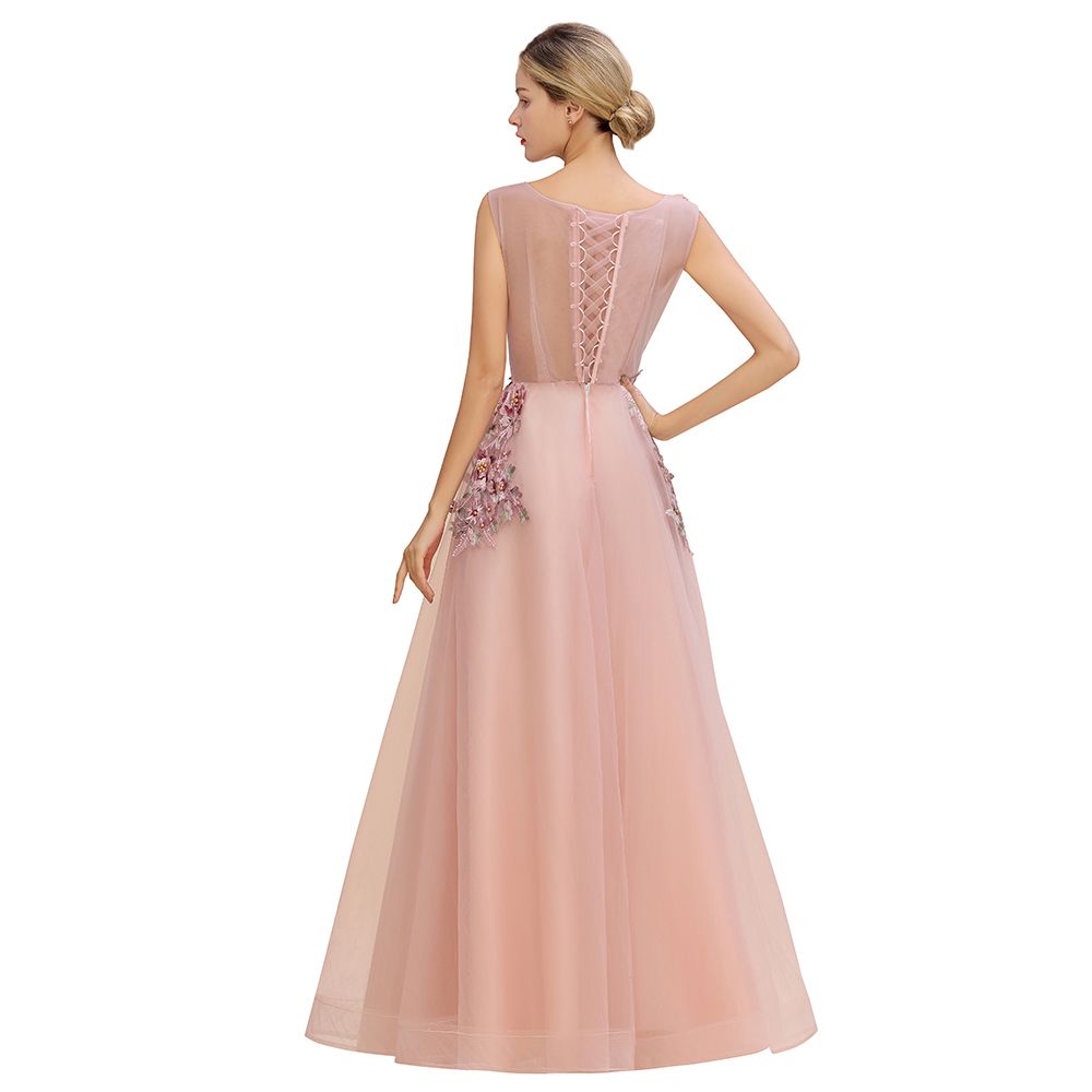 The gorgeous Sleeveless Aline Dusty Pink Long Evening Dress Tulle Lace Appliques Party Dress will stun every girl. The Tulle Vintage Party dress will add extra elegance to your wholesale look.