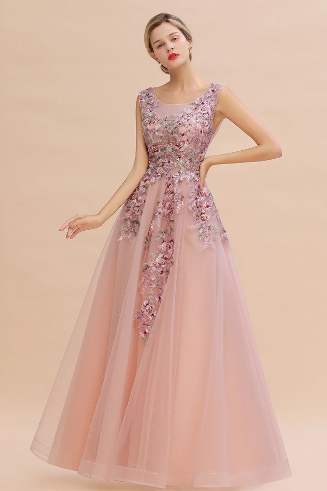 The gorgeous Sleeveless Aline Dusty Pink Long Evening Dress Tulle Lace Appliques Party Dress will stun every girl. The Tulle Vintage Party dress will add extra elegance to your wholesale look.