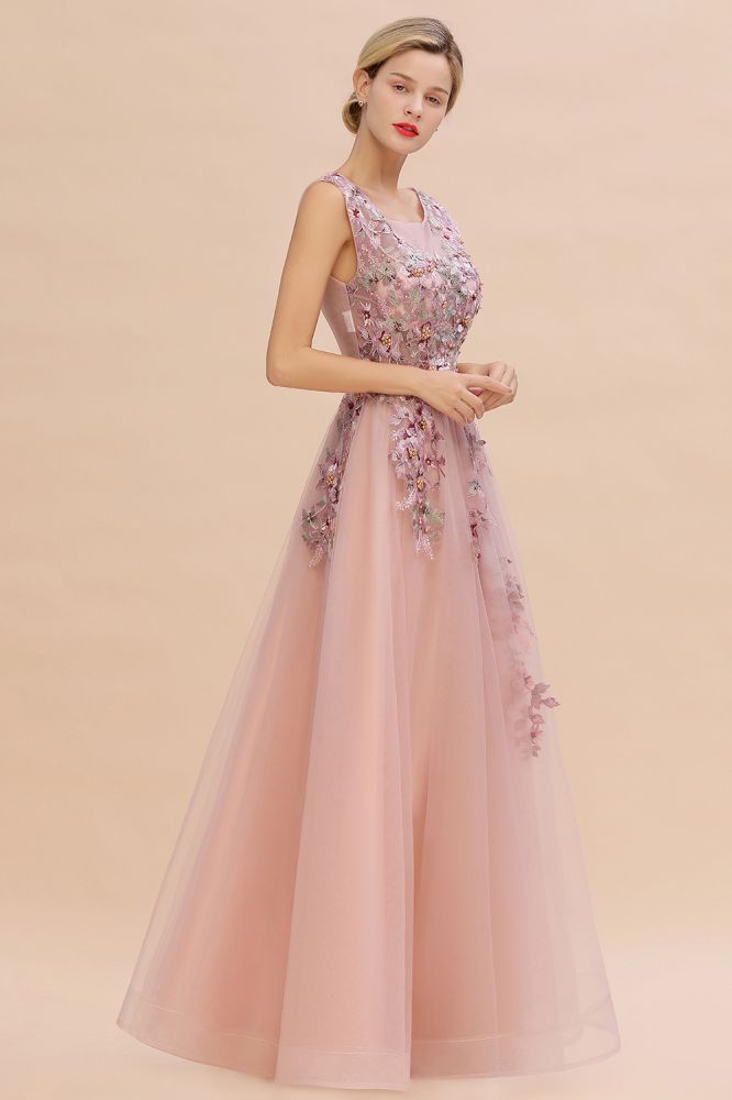 The gorgeous Sleeveless Aline Dusty Pink Long Evening Dress Tulle Lace Appliques Party Dress will stun every girl. The Tulle Vintage Party dress will add extra elegance to your wholesale look.
