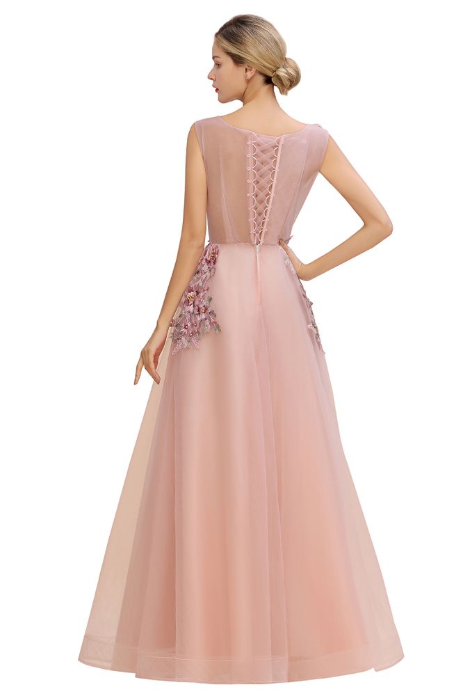 The gorgeous Sleeveless Aline Dusty Pink Long Evening Dress Tulle Lace Appliques Party Dress will stun every girl. The Tulle Vintage Party dress will add extra elegance to your wholesale look.