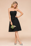 Sleeveless Black Tie Affair Special Occasion Dress Mini Bridesmaid Dress-misshow.com