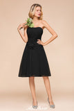 Sleeveless Black Tie Affair Special Occasion Dress Mini Bridesmaid Dress-misshow.com