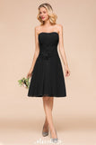 Sleeveless Black Tie Affair Special Occasion Dress Mini Bridesmaid Dress-misshow.com