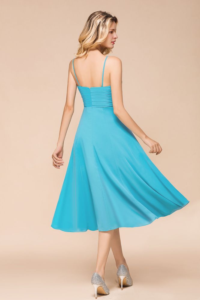 Sleeveless Chiffon Ankle Length Bridesmaid Dress Mini Beach Wedding Guest Dress | MisShow Sleeveless Chiffon Ankle Length Bridesmaid Dress Mini Beach Wedding Guest Dress | MisShow