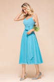 Sleeveless Chiffon Ankle Length Bridesmaid Dress Mini Beach Wedding Guest Dress-misshow.com