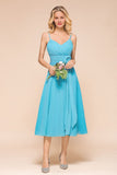 Sleeveless Chiffon Ankle Length Bridesmaid Dress Mini Beach Wedding Guest Dress-misshow.com