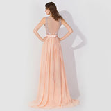 Looking for Prom Dresses,Evening Dresses,Homecoming Dresses,Bridesmaid Dresses,Quinceanera dresses in 100D Chiffon, A-line style, and Gorgeous Lace work  MISSHOW has all covered on this elegant Sleeveless Chiffon Beading Evening Party Dress Crew Neck aline Bridesmaid Dress.