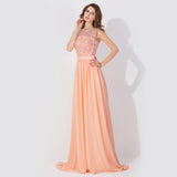 Looking for Prom Dresses,Evening Dresses,Homecoming Dresses,Bridesmaid Dresses,Quinceanera dresses in 100D Chiffon, A-line style, and Gorgeous Lace work  MISSHOW has all covered on this elegant Sleeveless Chiffon Beading Evening Party Dress Crew Neck aline Bridesmaid Dress.