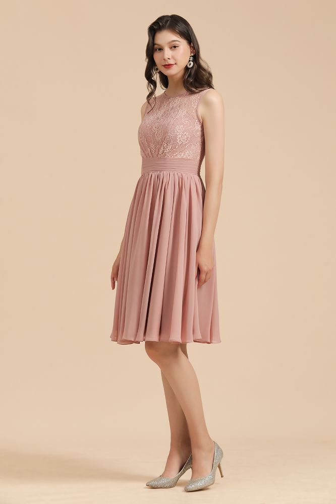 MISSHOW offers Sleeveless Crew neck Lace Chiffon Party Dress Mini Bridesmaid Dress at a good price from Misshow