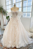 Sleeveless Floor Length Garden Strapless Tulle Lace Wedding Dress with Appliques