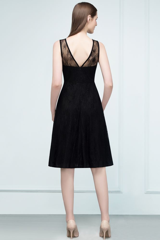 Shop MISSHOW US for sexy or modest Sleeveless Lace A-line Knee Length Bridesmaid Dresses. Find the perfect Black Bridesmaid Dresses, cheap Sleeveless Lace gowns online, Knee-length dresses for wedding party.