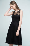 Shop MISSHOW US for sexy or modest Sleeveless Lace A-line Knee Length Bridesmaid Dresses. Find the perfect Black Bridesmaid Dresses, cheap Sleeveless Lace gowns online, Knee-length dresses for wedding party.