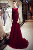 MISSHOW offers Sleeveless Long Sequined Tulle Burgundy Evening Gown at a good price from Burgundy,Tulle to Mermaid Floor-length them. Stunning yet affordable Sleeveless Prom Dresses,Evening Dresses.