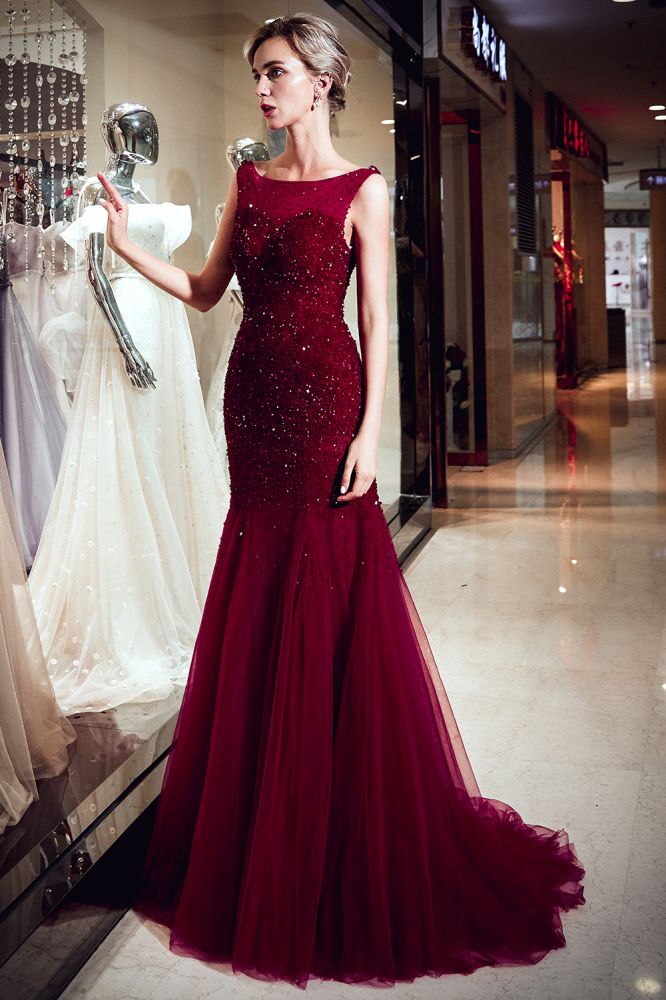MISSHOW offers Sleeveless Long Sequined Tulle Burgundy Evening Gown at a good price from Burgundy,Tulle to Mermaid Floor-length them. Stunning yet affordable Sleeveless Prom Dresses,Evening Dresses.