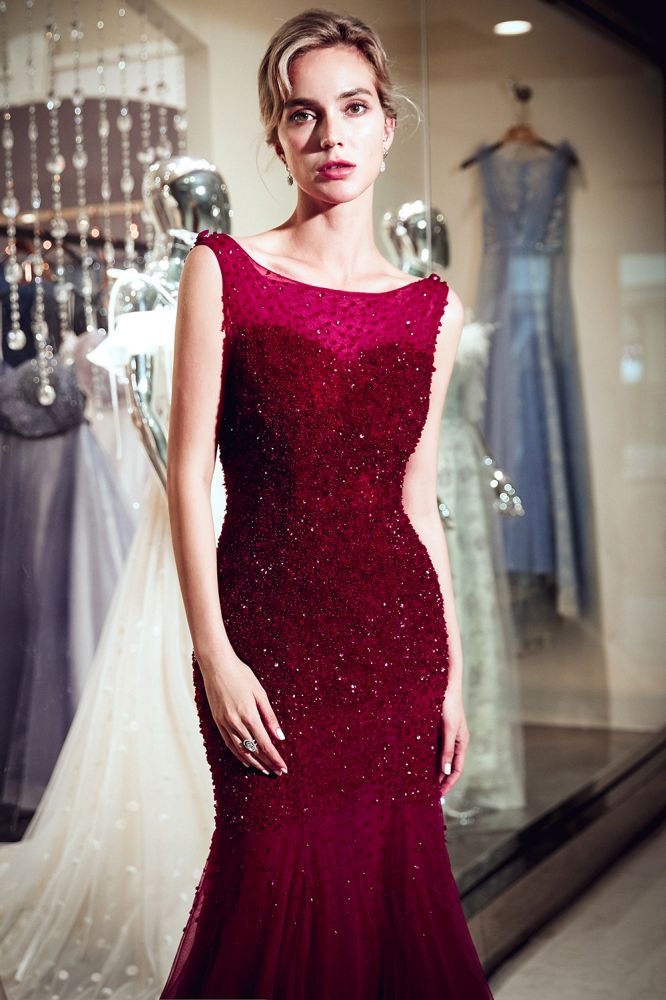 MISSHOW offers Sleeveless Long Sequined Tulle Burgundy Evening Gown at a good price from Burgundy,Tulle to Mermaid Floor-length them. Stunning yet affordable Sleeveless Prom Dresses,Evening Dresses.