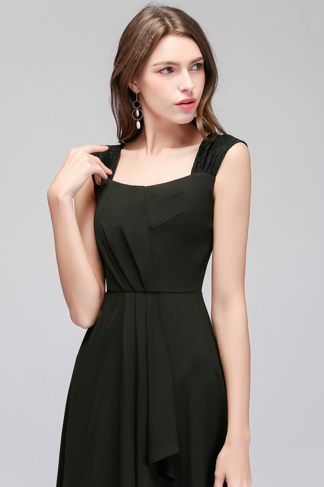 Looking for Bridesmaid Dresses in 100D Chiffon, A-line style, and Gorgeous Ruffles work  MISSHOW has all covered on this elegant Sleeveless Ruffled Chiffon Black Bridesmaid Dresses