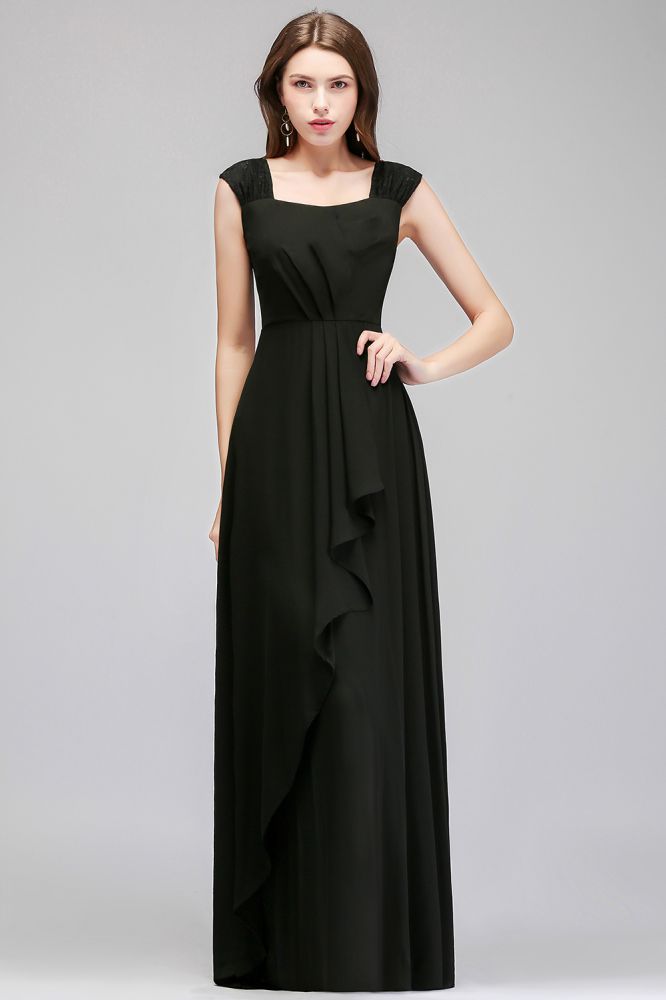 Looking for Bridesmaid Dresses in 100D Chiffon, A-line style, and Gorgeous Ruffles work  MISSHOW has all covered on this elegant Sleeveless Ruffled Chiffon Black Bridesmaid Dresses
