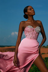 Sleeveless Split Front Sweetheart Beading Prom Evening Dresses-misshow.com
