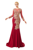 MISSHOW offers Slim Long Sleeves Gold Appliques Mermaid Evening Gowns Floor Length Event Party Dress at a good price from Burgundy,Tulle,Lace to Mermaid Floor-length them. Stunning yet affordable Long Sleeves Prom Dresses,Evening Dresses,Homecoming Dresses,Quinceanera dresses.