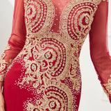 MISSHOW offers Slim Long Sleeves Gold Appliques Mermaid Evening Gowns Floor Length Event Party Dress at a good price from Burgundy,Tulle,Lace to Mermaid Floor-length them. Stunning yet affordable Long Sleeves Prom Dresses,Evening Dresses,Homecoming Dresses,Quinceanera dresses.