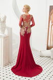 MISSHOW offers Slim Long Sleeves Gold Appliques Mermaid Evening Gowns Floor Length Event Party Dress at a good price from Burgundy,Tulle,Lace to Mermaid Floor-length them. Stunning yet affordable Long Sleeves Prom Dresses,Evening Dresses,Homecoming Dresses,Quinceanera dresses.