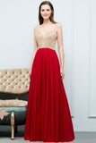 Looking for Prom Dresses in 30D Chiffon, A-line style, and Gorgeous Beading work  MISSHOW has all covered on this elegant Spaghetti Floor Length A-line Beading Burgundy Prom Dresses.