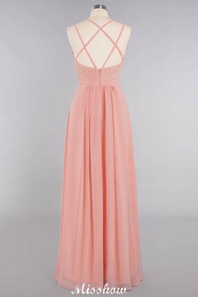 Spaghetti Slim Side Split Bridesmaid Dress Sky Blue V-Neck Wedding Party Dress-misshow.com
