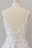 Spaghetti Strap Lace Appliques Tulle Wedding Dress-misshow.com