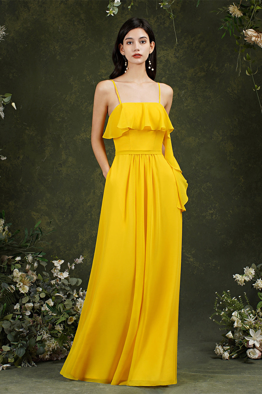 Spaghetti Strapes Split Front Aline Tulle Long Prom dress-misshow.com