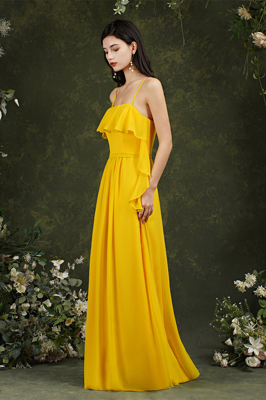Spaghetti Strapes Split Front Aline Tulle Long Prom dress-misshow.com