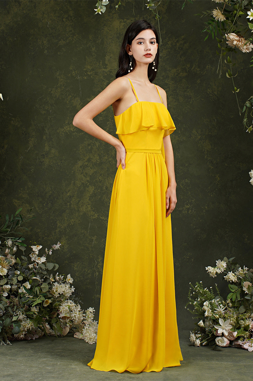 Spaghetti Strapes Split Front Aline Tulle Long Prom dress-misshow.com