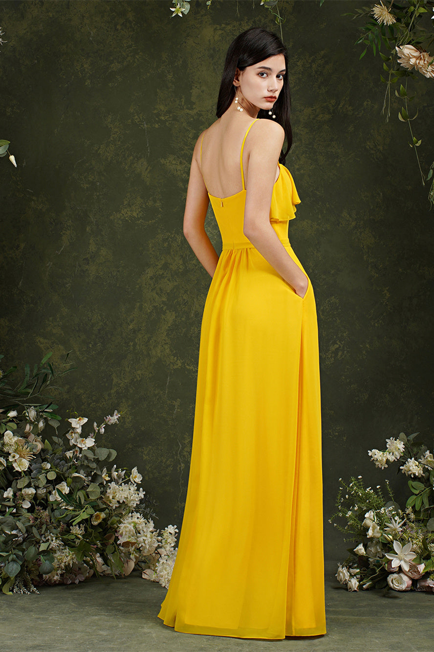 Spaghetti Strapes Split Front Aline Tulle Long Prom dress-misshow.com