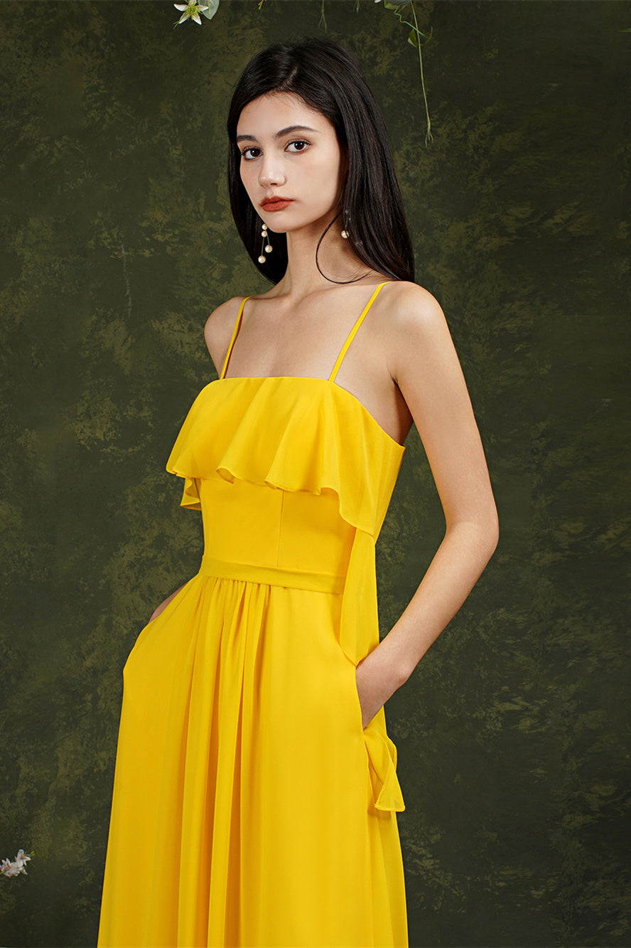 Spaghetti Strapes Split Front Aline Tulle Long Prom dress-misshow.com