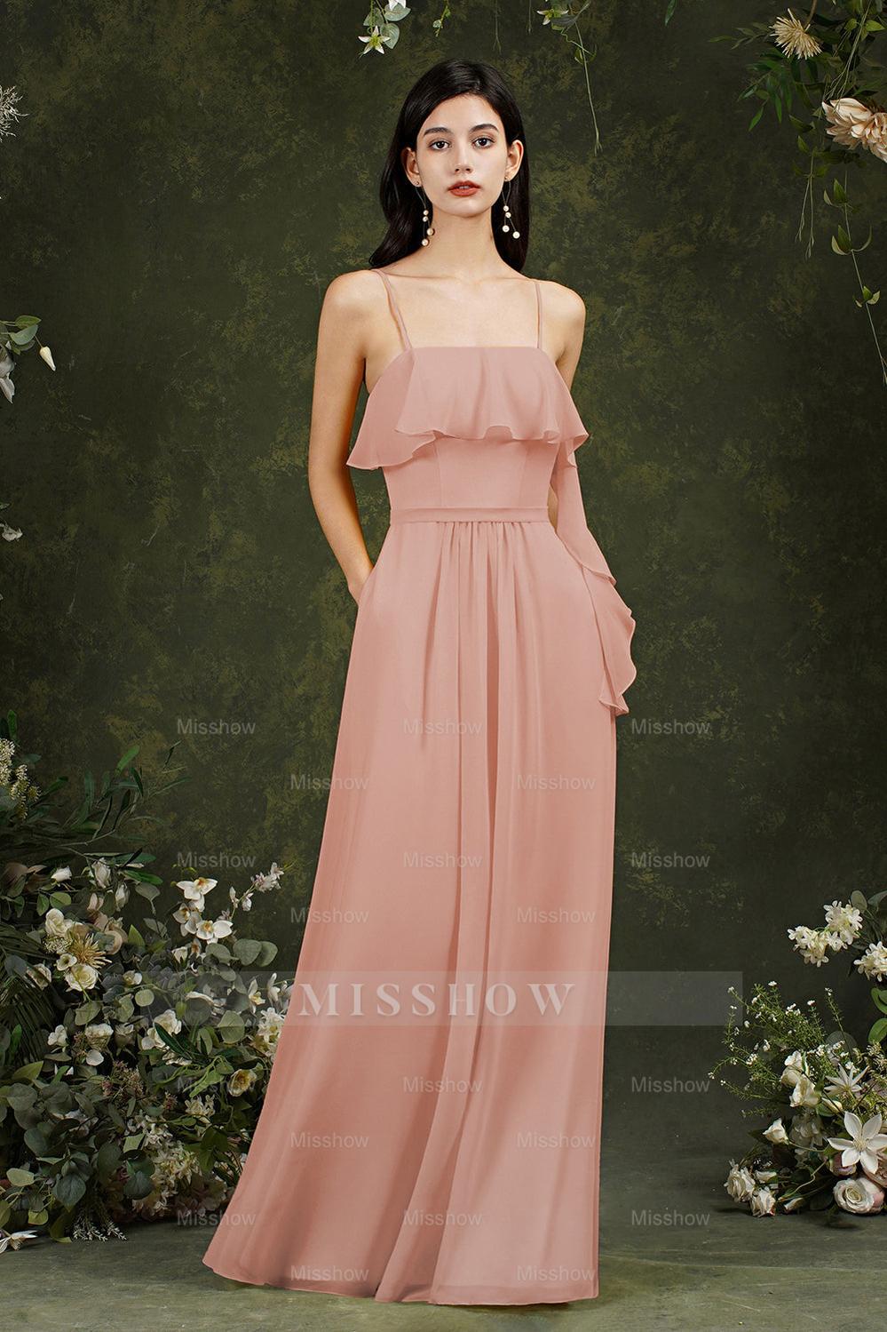 aline prom dresses Spaghetti Strapes Split Front Aline Tulle Long Prom dress – misshow.com