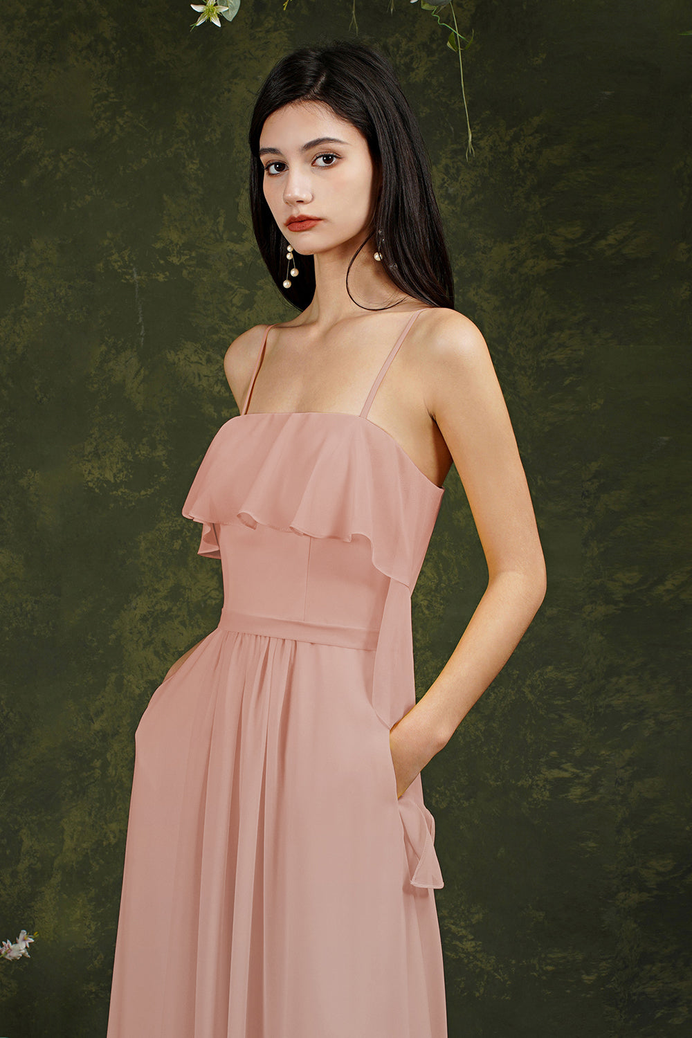 Spaghetti Strapes Split Front Aline Tulle Long Prom dress-misshow.com