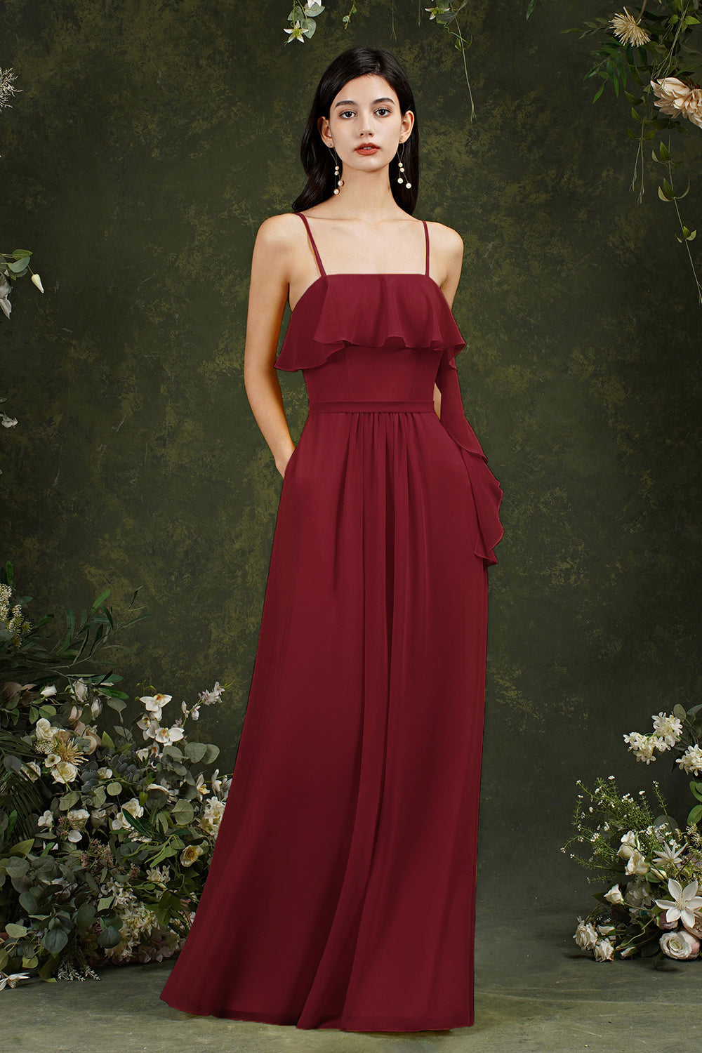 Spaghetti Strapes Split Front Aline Tulle Long Prom dress-misshow.com