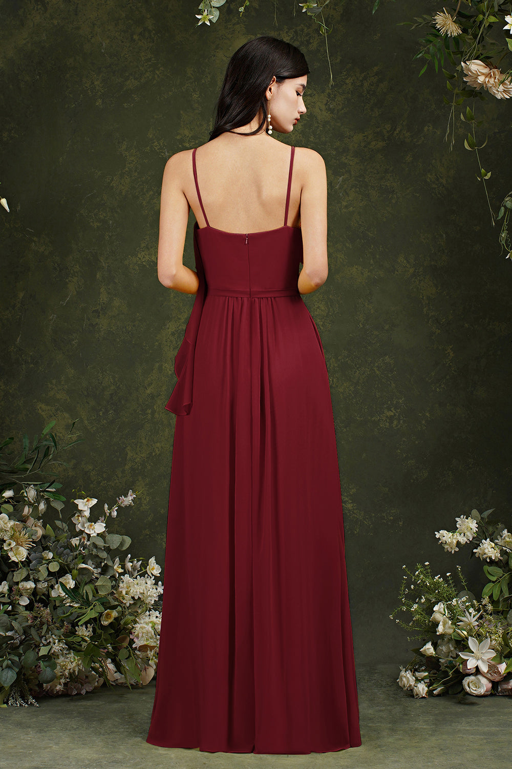 Spaghetti Strapes Split Front Aline Tulle Long Prom dress-misshow.com