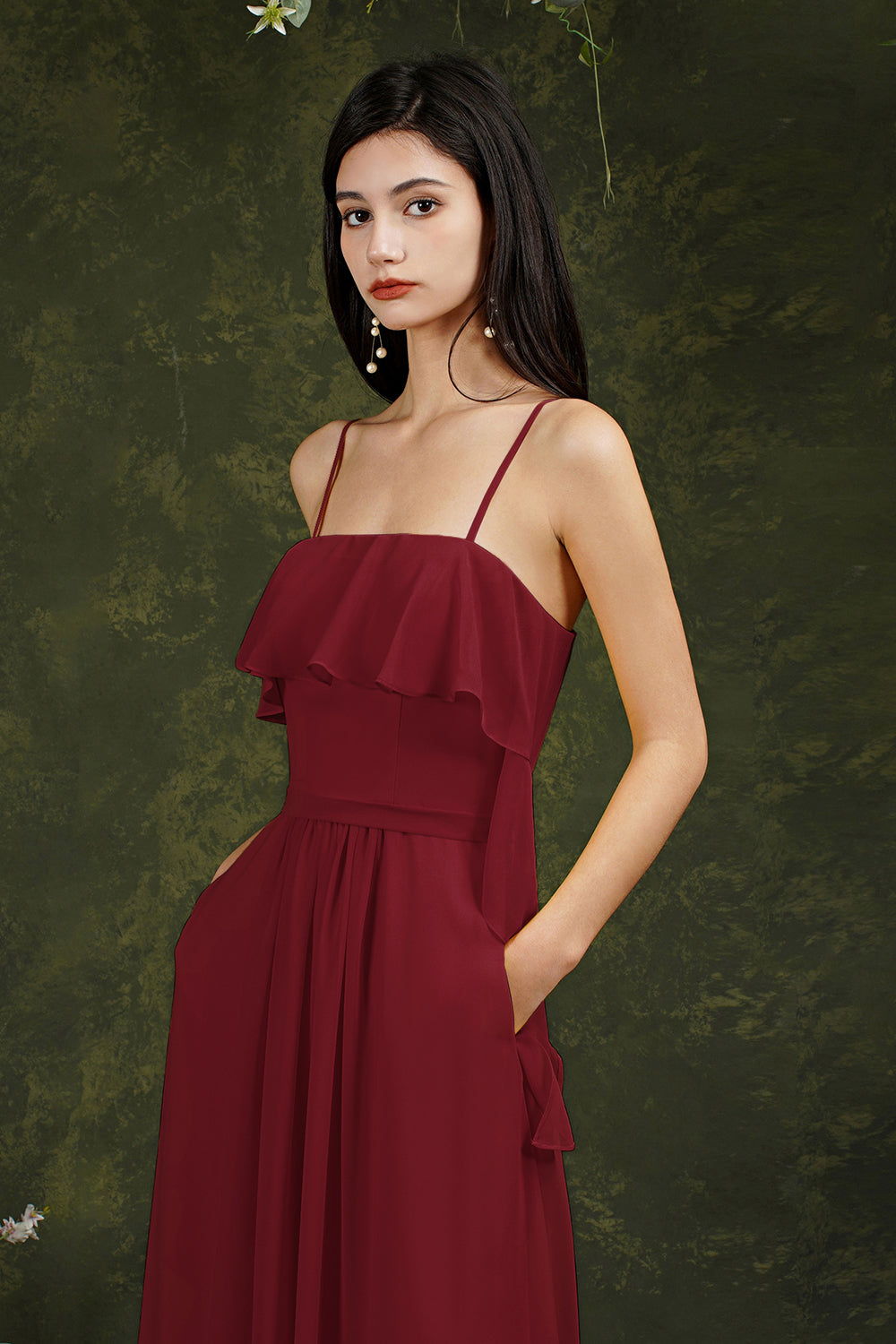 Spaghetti Strapes Split Front Aline Tulle Long Prom dress-misshow.com