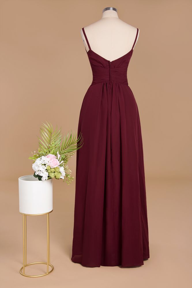 Spaghetti Straps Simple Evening Maxi Dresses Aline Chiffon Ruffle Party Gown | MISSHOW Spaghetti Straps Simple Evening Maxi Dresses Aline Chiffon Ruffle Party Gown | MISSHOW