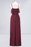MISSHOW offers Spaghetti-Straps Sleeveless Ruffles Floor-Length Bridesmaid Dress with Bow Sash at a good price from Misshow