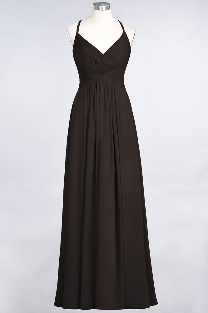 MISSHOW offers Spaghetti-Straps V-Neck Sleeveless Floor-Length Bridesmaid Dress at a good price from 100D Chiffon to A-line Floor-length them. Lightweight yet affordable home,beach,swimming useBridesmaid Dresses.