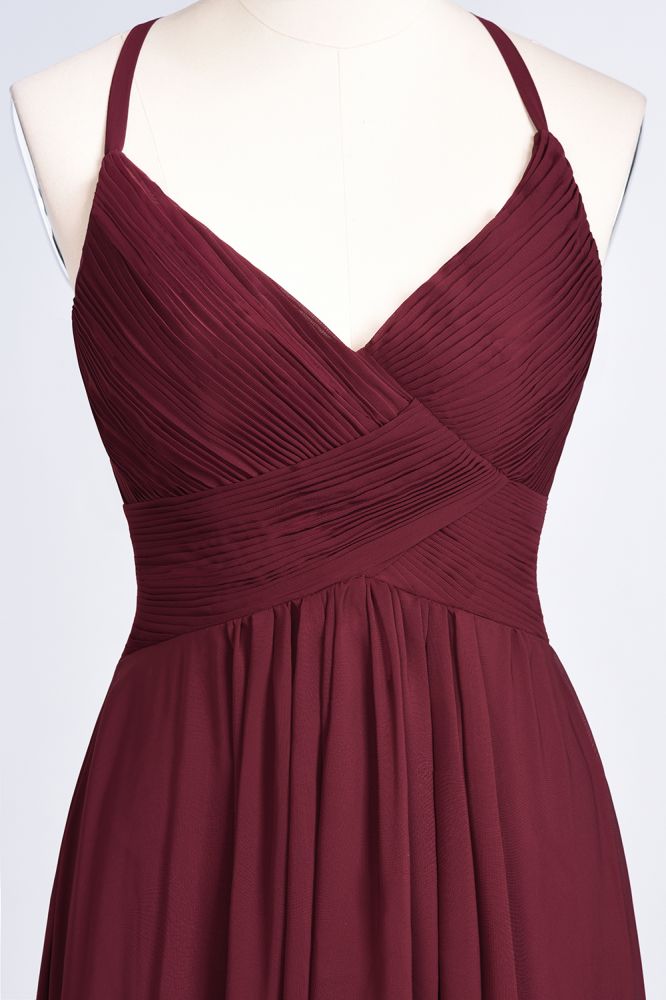MISSHOW offers Spaghetti-Straps V-Neck Sleeveless Floor-Length Bridesmaid Dress at a good price from 100D Chiffon to A-line Floor-length them. Lightweight yet affordable home,beach,swimming useBridesmaid Dresses.