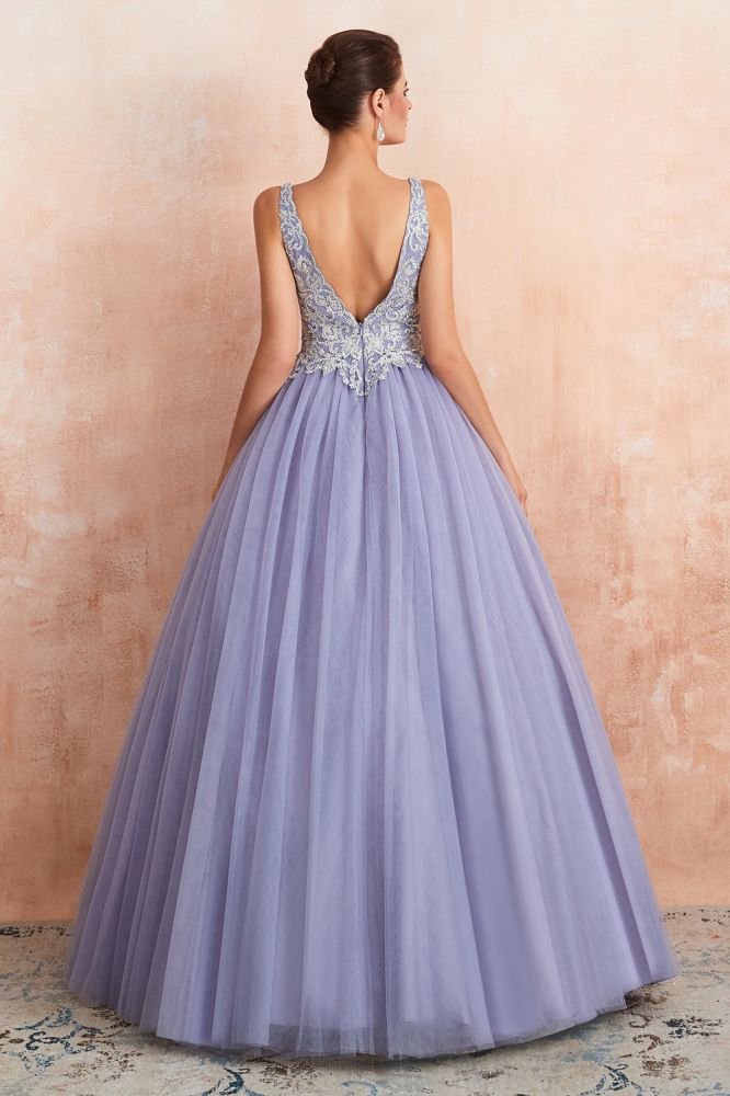 MISSHOW offers Sparkly Double V-Neck Aline Ball Gown Crystals Tulle Floor Length Party Dress at a good price from Lavender,Tulle to A-line,Ball Gown,Princess Floor-length them. Stunning yet affordable Sleeveless Prom Dresses,Evening Dresses,Homecoming Dresses,Quinceanera dresses.