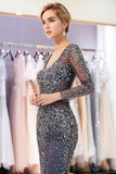 MISSHOW offers MAUREEN, Sparkly Mermaid V-neck Long Sleeves Beading Evening Dresses at a good price from Gold,Gray,Tulle to Mermaid Floor-length them. Stunning yet affordable Long Sleeves Prom Dresses,Evening Dresses.