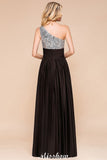 Sparkly Sequin Bridesmaid Dress One Shoulder Maxi Evening Dress Wedding party Dress-misshow.com