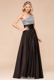 Sparkly Sequin Bridesmaid Dress One Shoulder Maxi Evening Dress Wedding party Dress-misshow.com