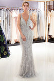 MISSHOW offers Sparkly V-Neck Tassels Mermaid Prom Dress Sequins Party Gown at a good price from Gold,Gray,Tulle to Mermaid Floor-length them. Stunning yet affordable Sleeveless Prom Dresses,Evening Dresses.