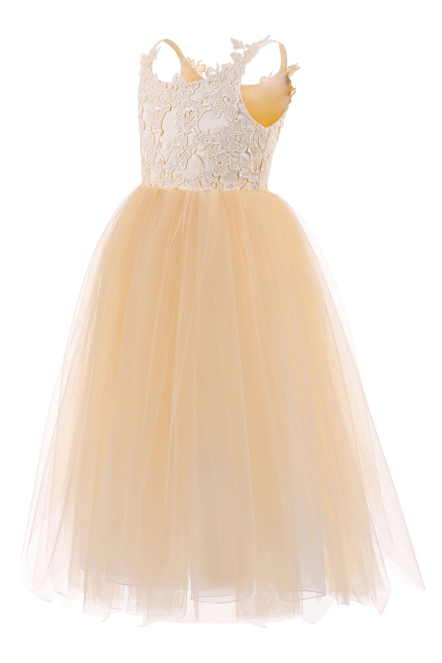 Square Neckline Sleeveless Ball Gown Flower Girls Dress-misshow.com