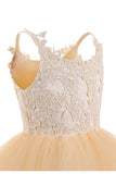 Square Neckline Sleeveless Ball Gown Flower Girls Dress-misshow.com